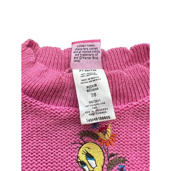 WB Looney tunes pink tweety bird sweatshirt size 7/8 - Picture 9 of 9